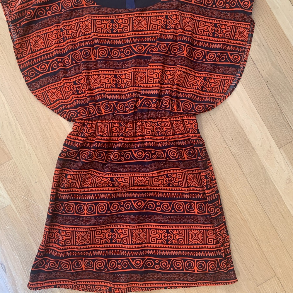 Red and Black printed above the knee dress